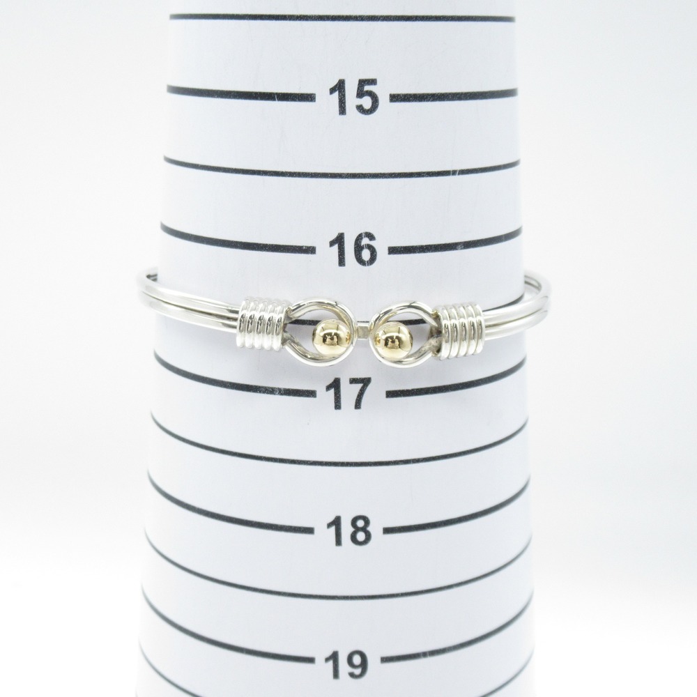 Tiffany Double Hook And Eye Bangle Silver K18 Yel… - image 5